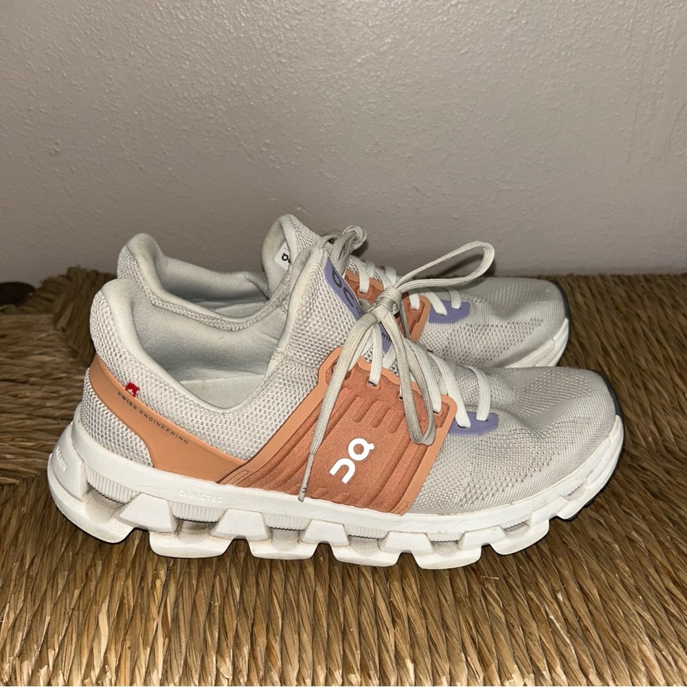 On Running Sneakers in White and Peach